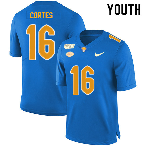 2019 Youth #16 Jake Cortes Pitt Panthers College Football Jerseys Sale-Royal